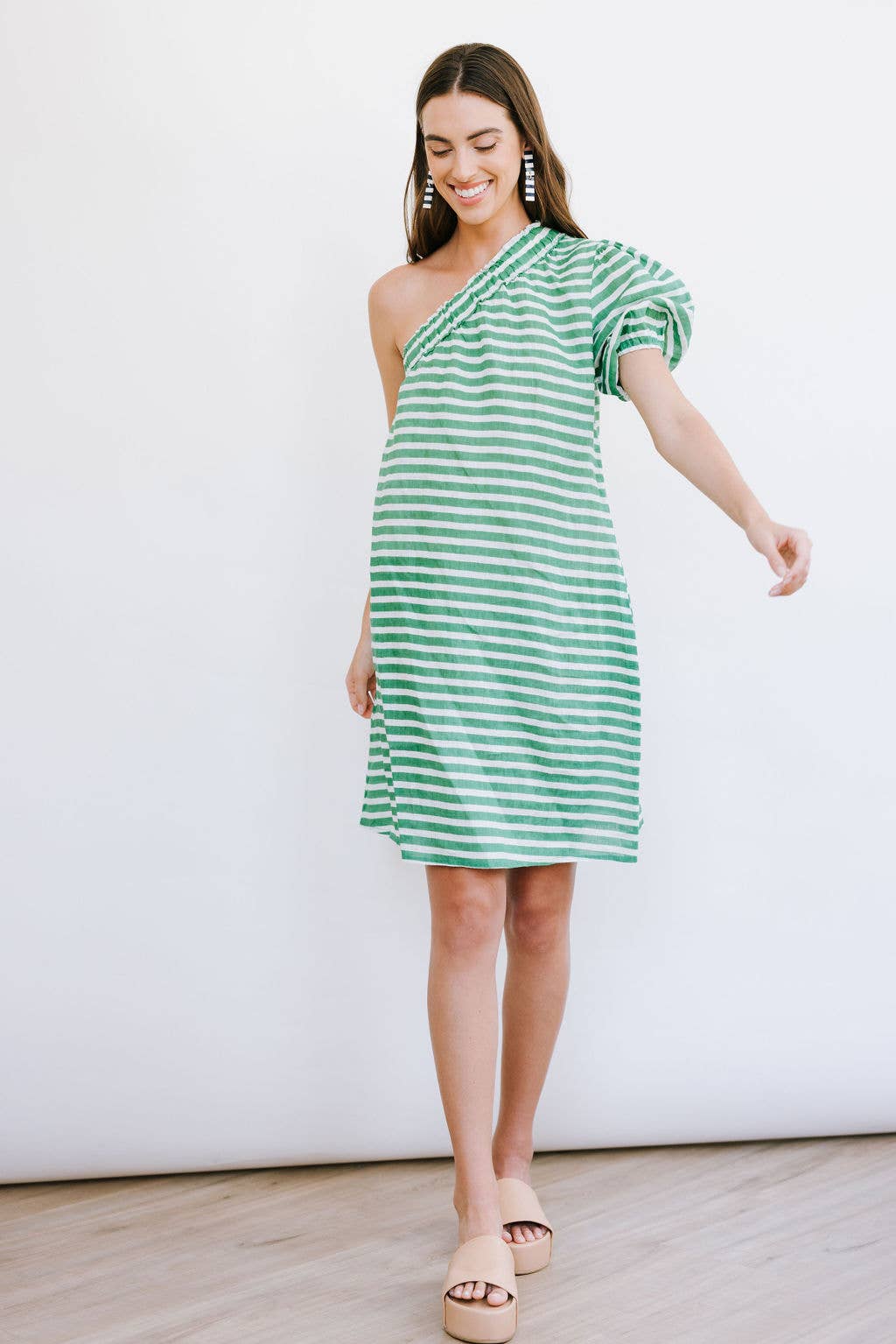 Green and White Stripe Addison Dress