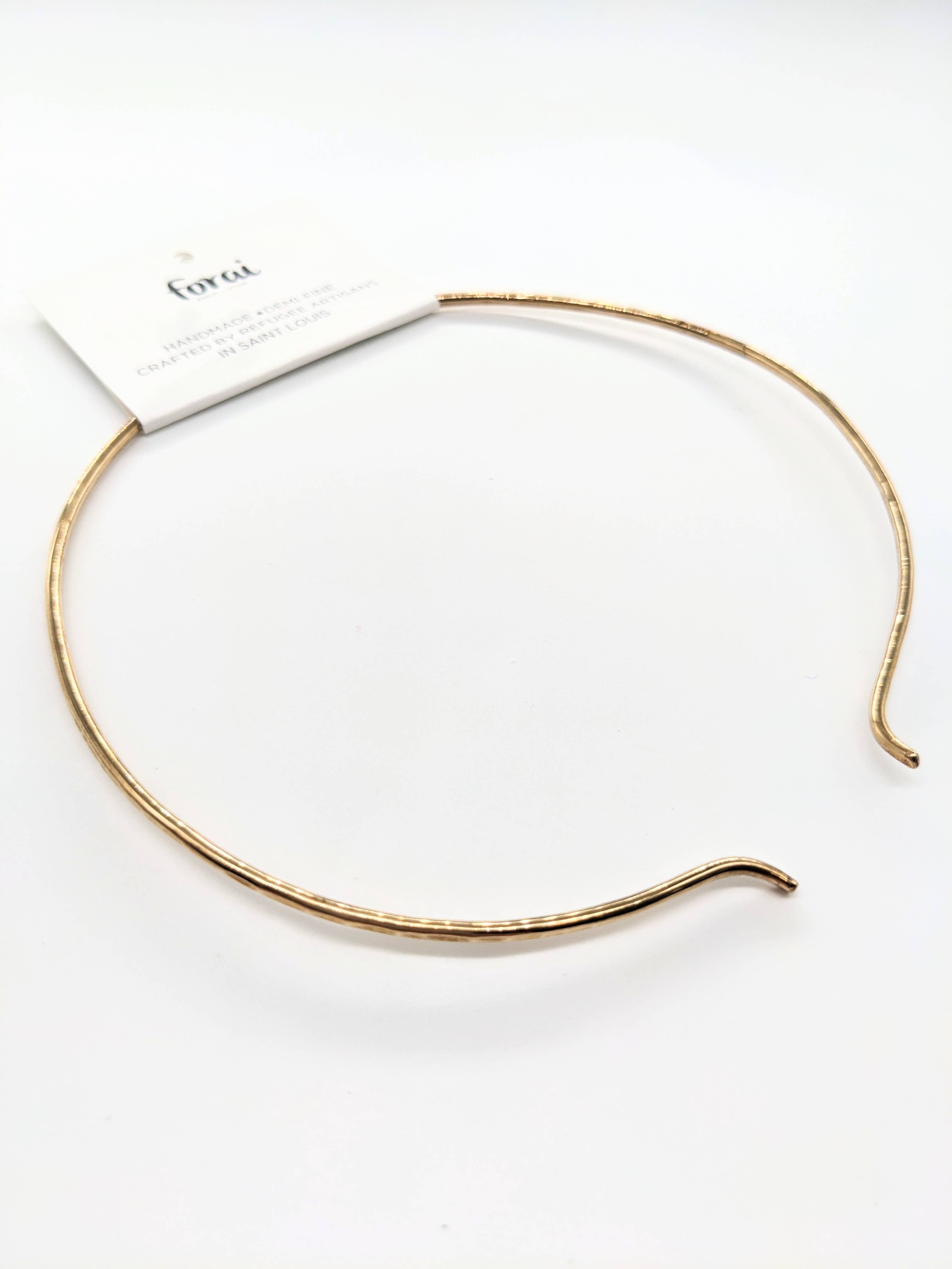 Lana Minimalist Hammered Brass Collar