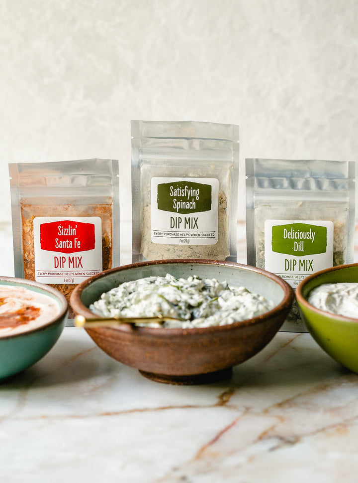 Delicious Dill, Sizzlin' Santa Fe & Spinach Dip Trio