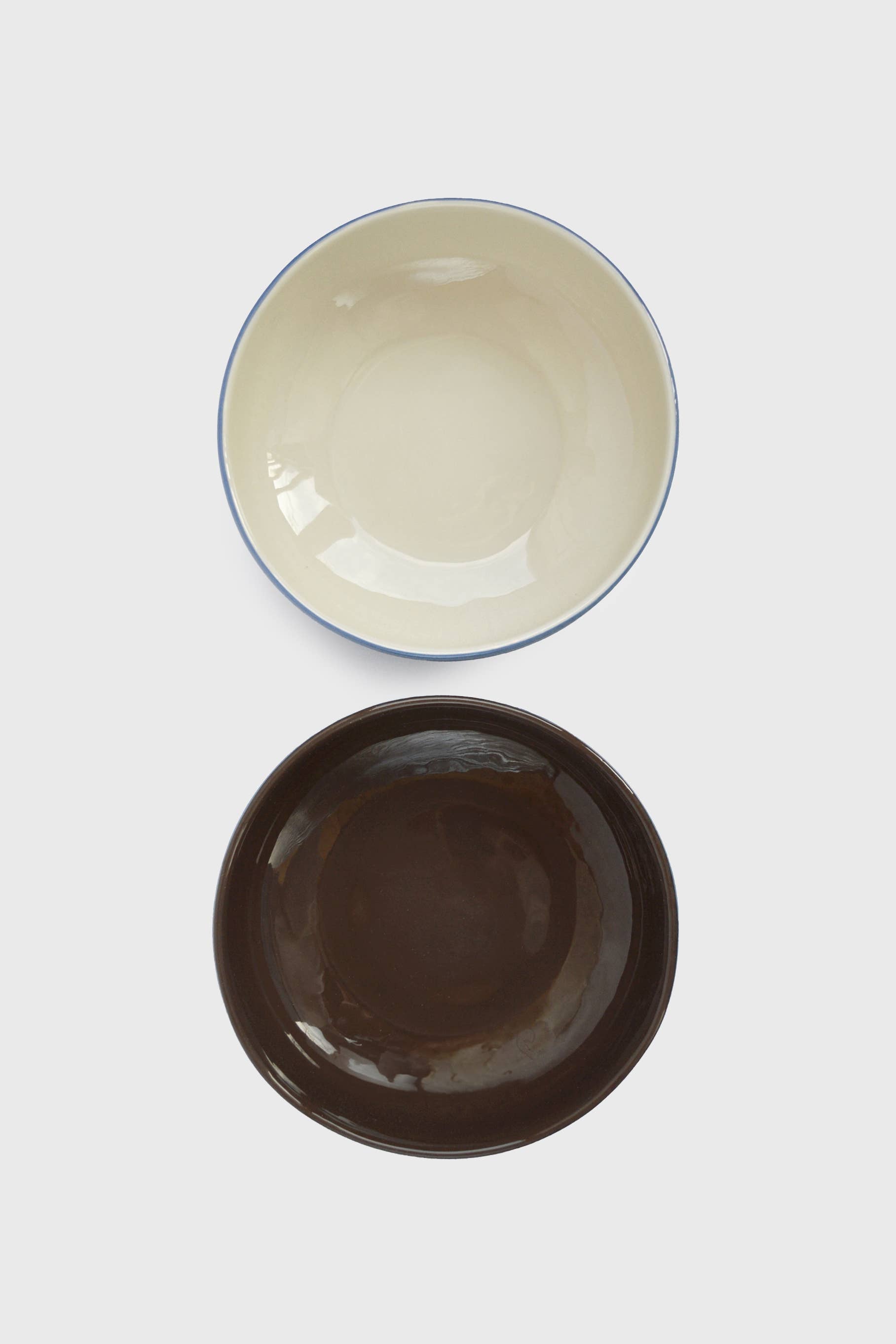 Handmade Porcelain Everyday Bowl. Forget-me-not/Chocolate
