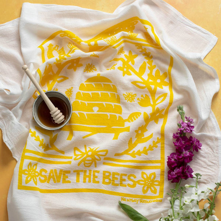 Flour Sack Dish Towel - Bees