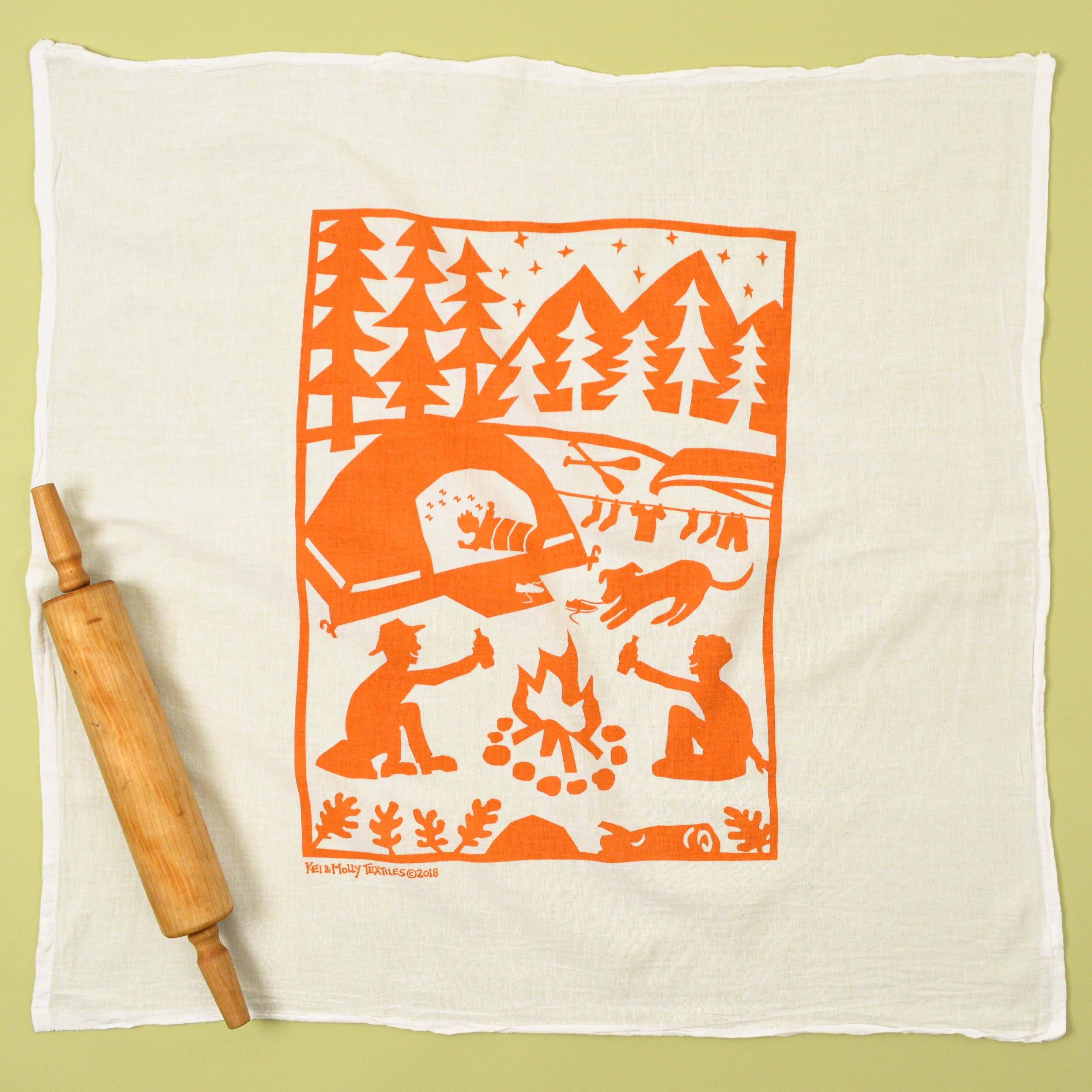 Flour Sack Dish Towel - Camping