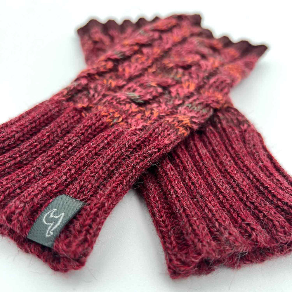 Alpaca Gloves - Braided - Scarlet