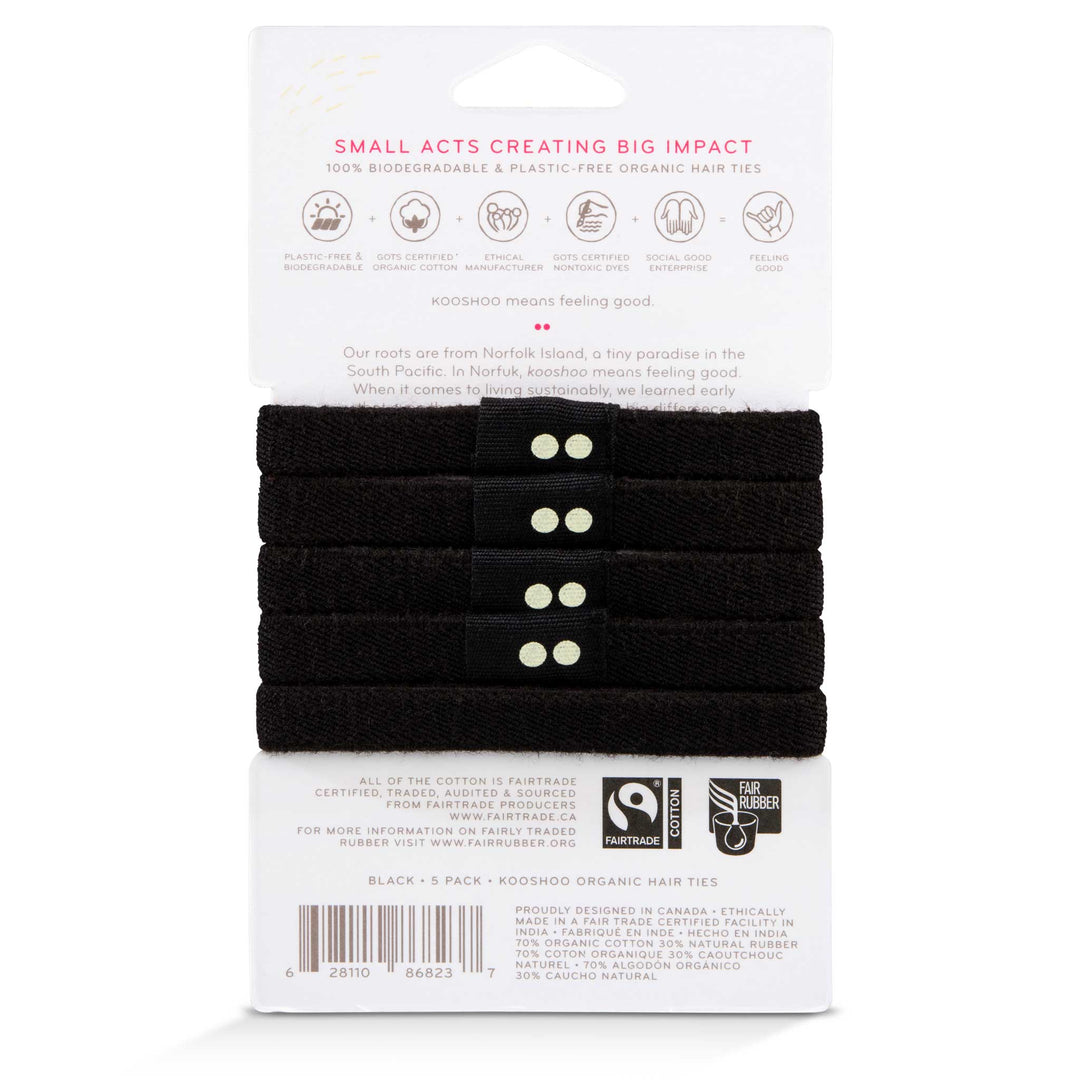 Plastic-free Flat Hair Ties - Black