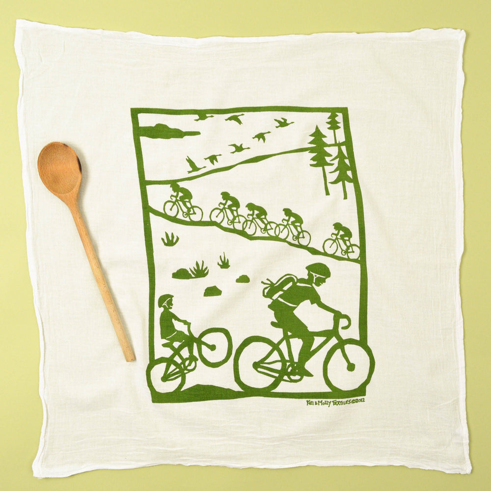 Flour Sack Dish Towel - Bikes