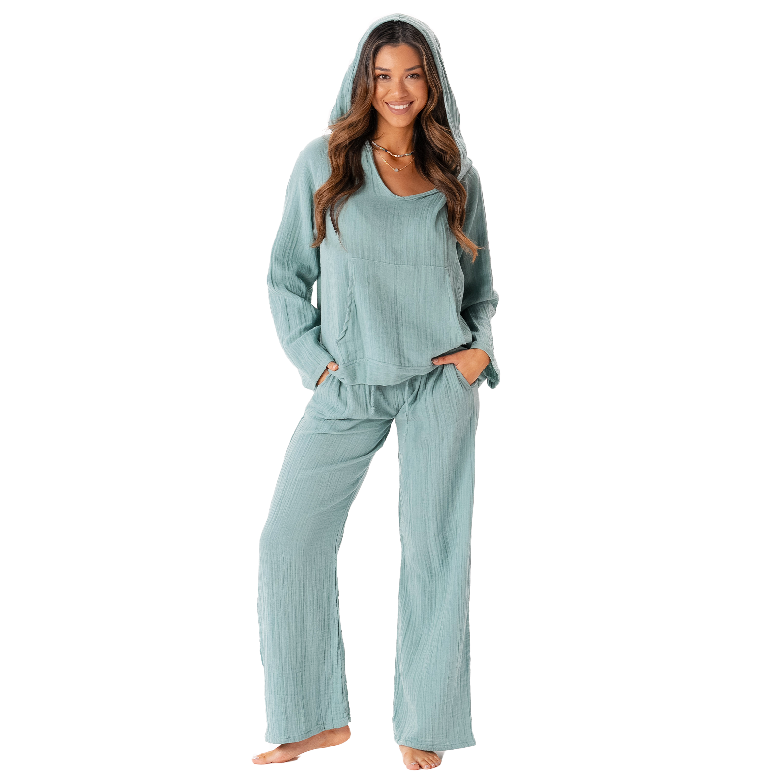 Aqua Cotton Cabana Pants