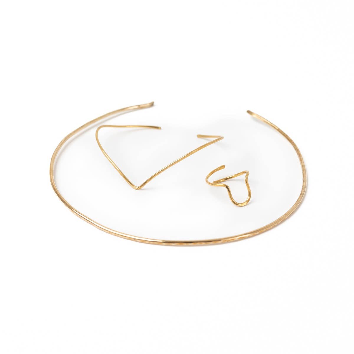 Lana Minimalist Hammered Brass Collar