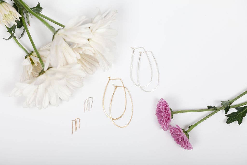 Azmera Hammered Loop Earrings in Sterling Silver