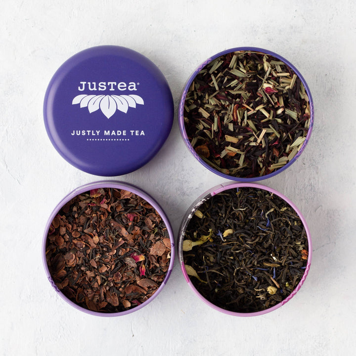 Purple Tea Trio Tin & Spoon - Organic, Fair-Trade Tea Gift