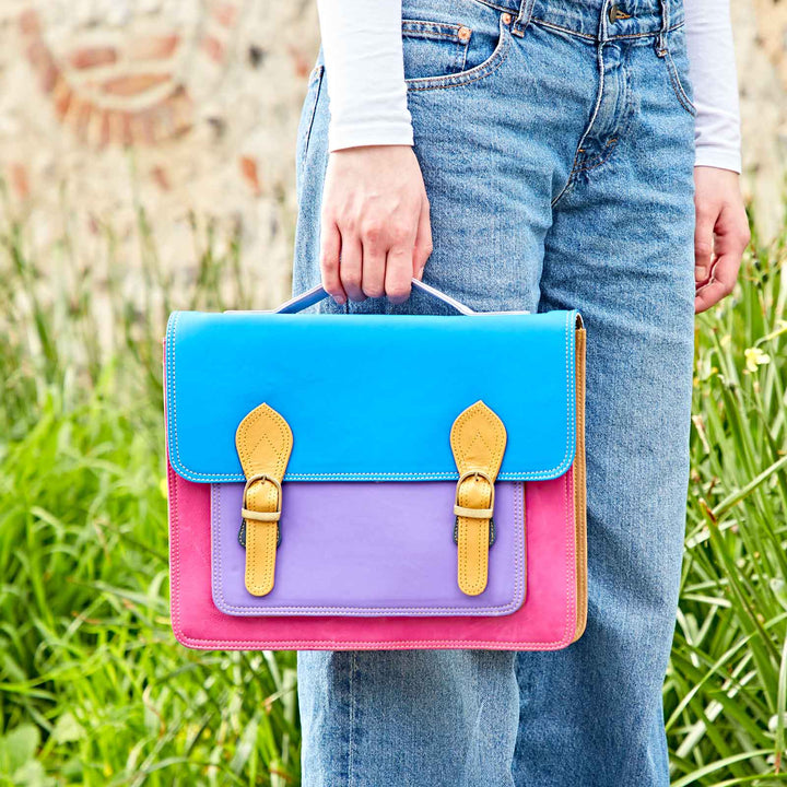 Multicoloured Recycled Leather Satchel