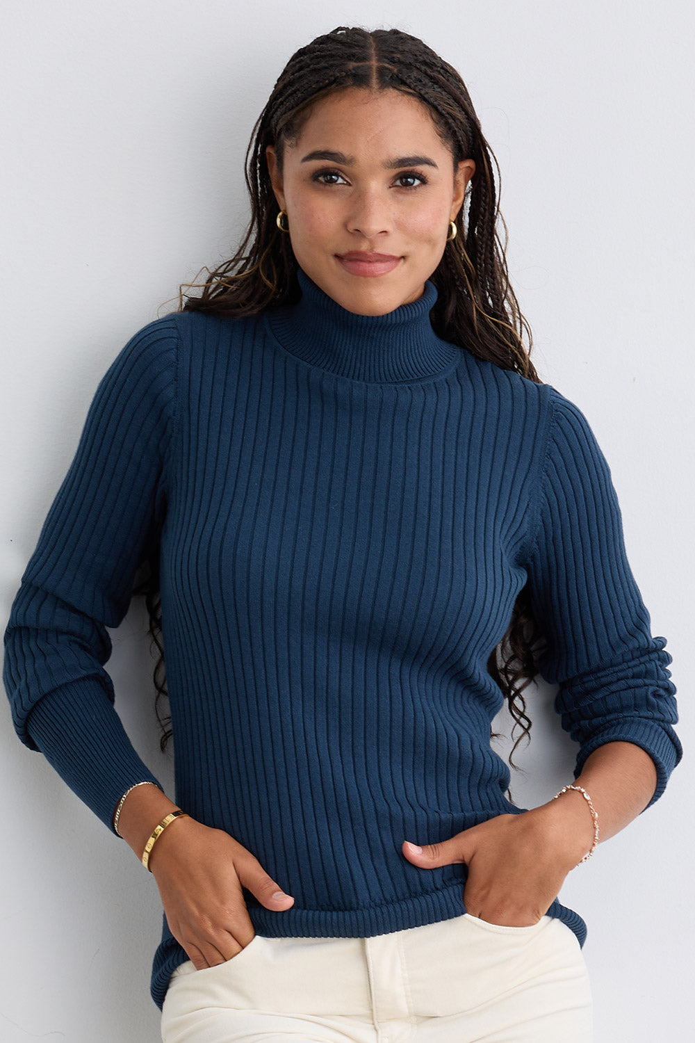 Women's Organic Cotton Ribbed Turtleneck Sweater