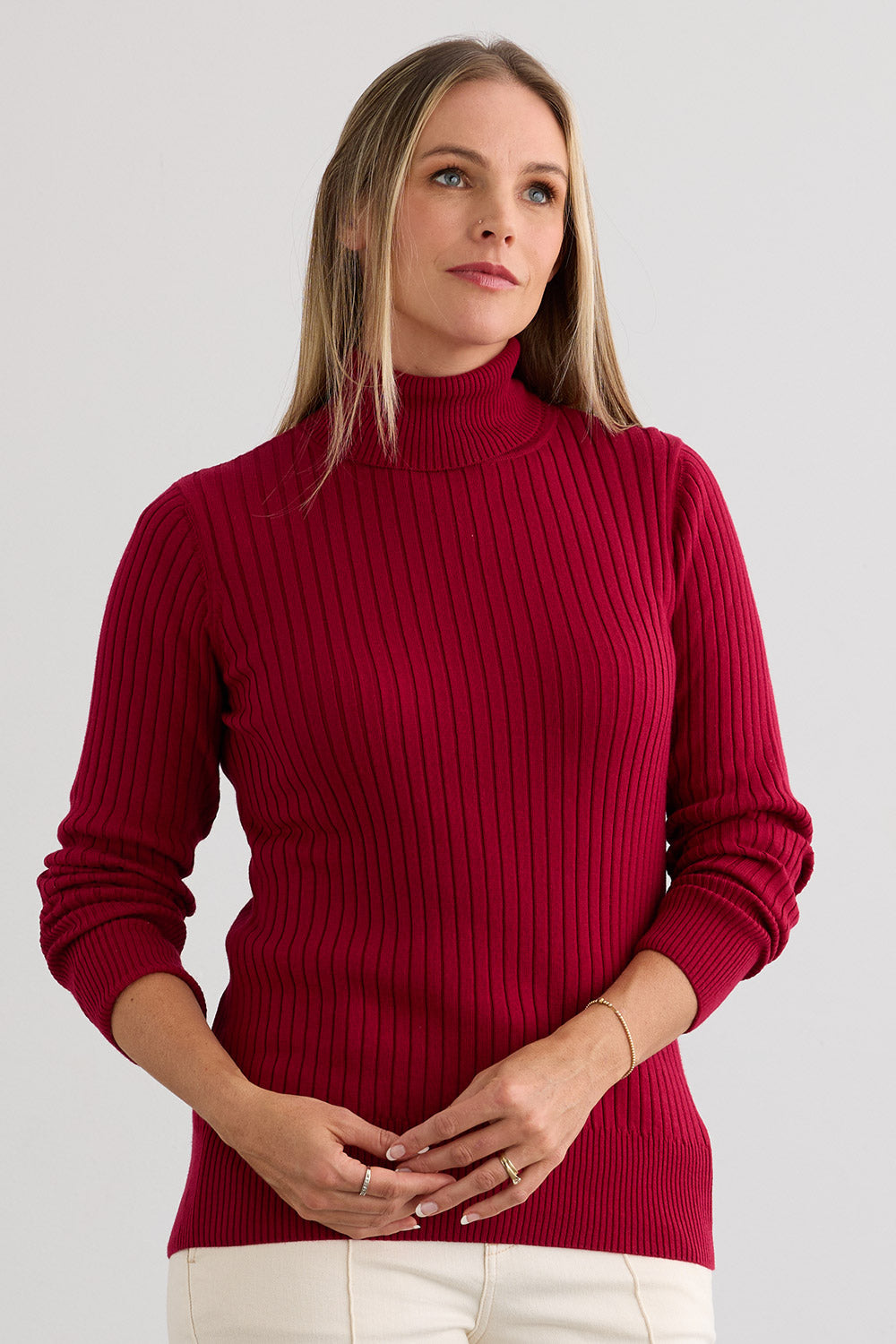 Women's Organic Cotton Ribbed Turtleneck Sweater