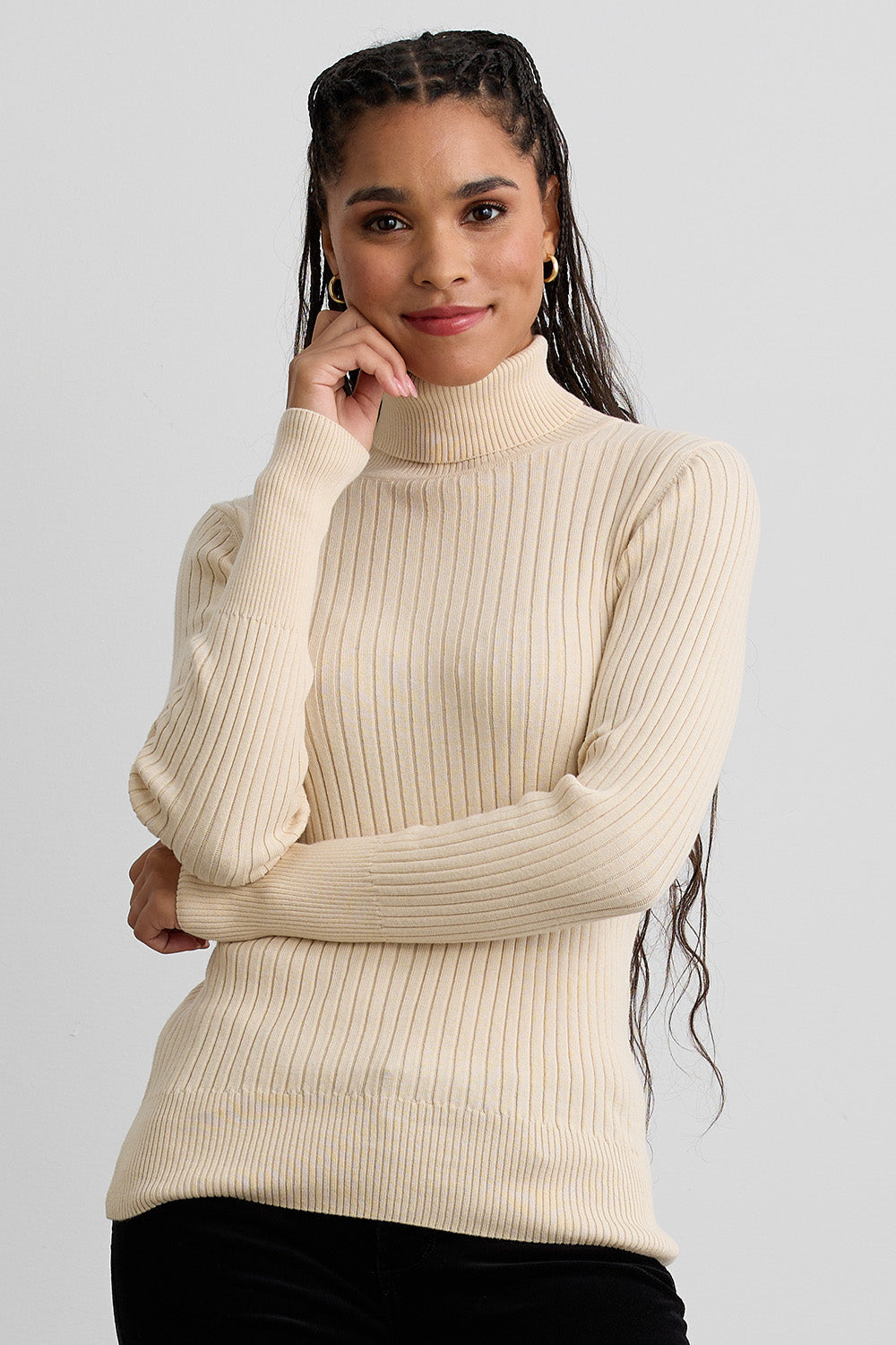 Women's Organic Cotton Ribbed Turtleneck Sweater