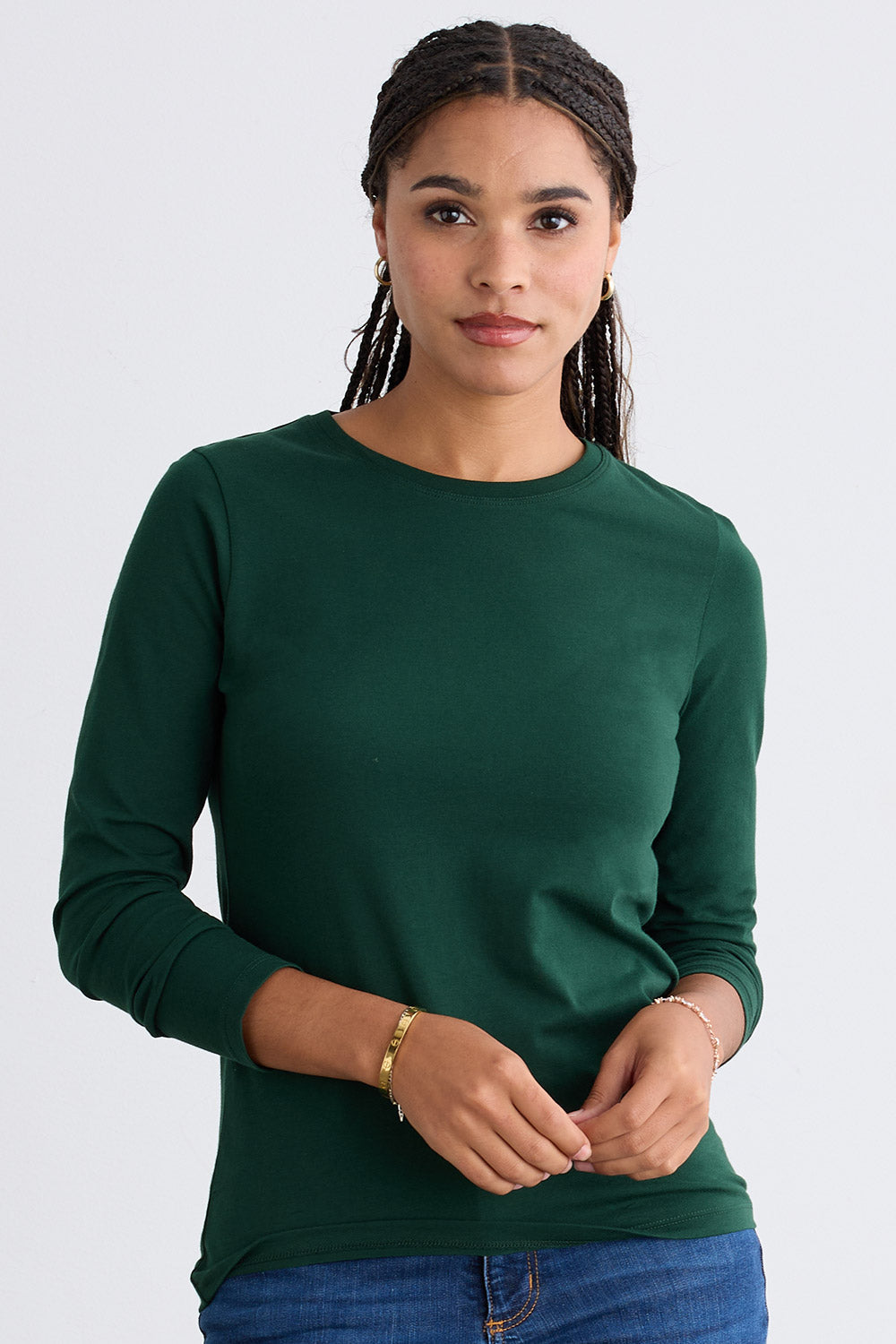 Women's Organic Cotton Long Sleeve Crew Neck T-shirt