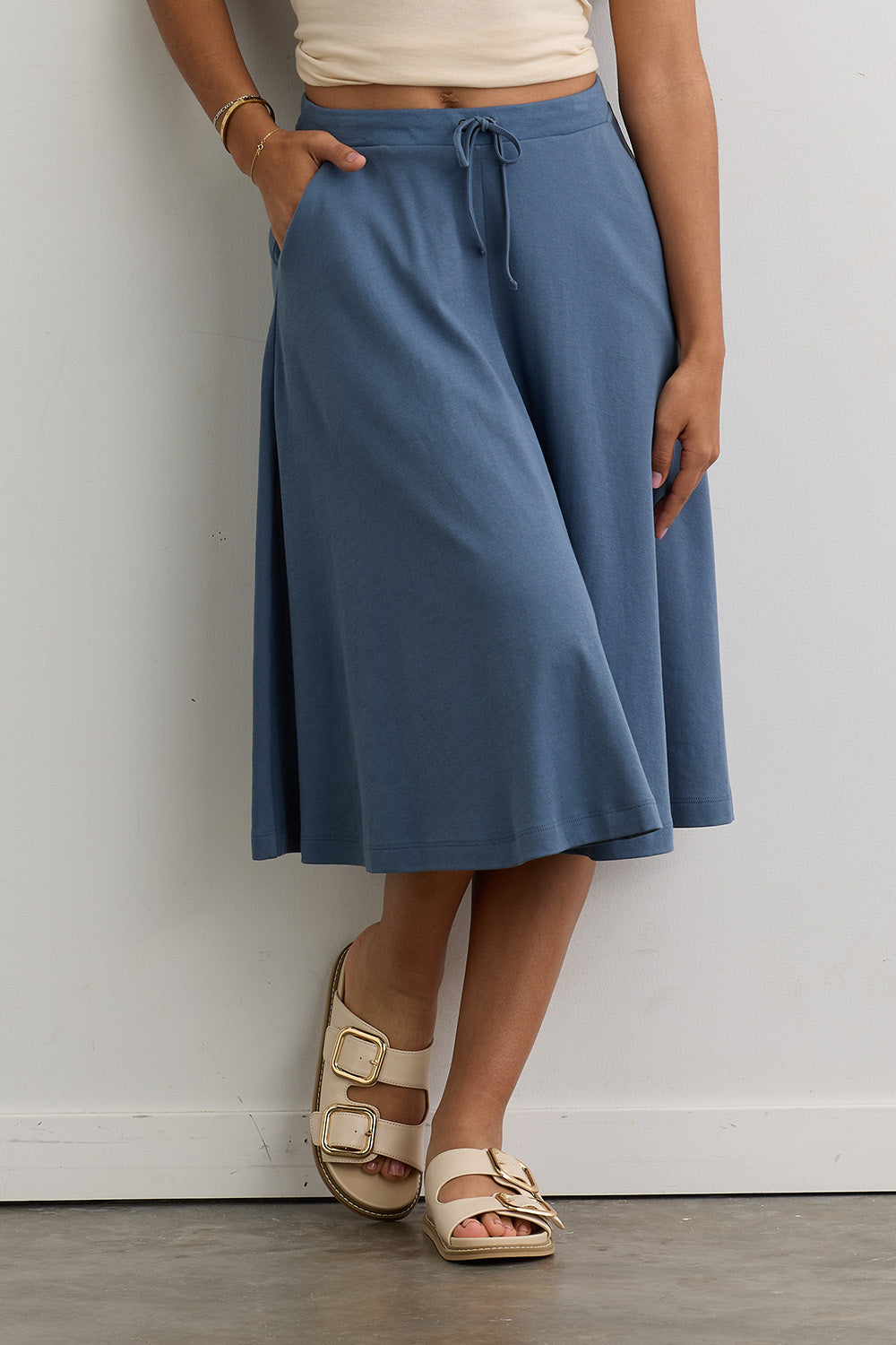 Women's 100% Organic Cotton Midi Skirt with Pockets