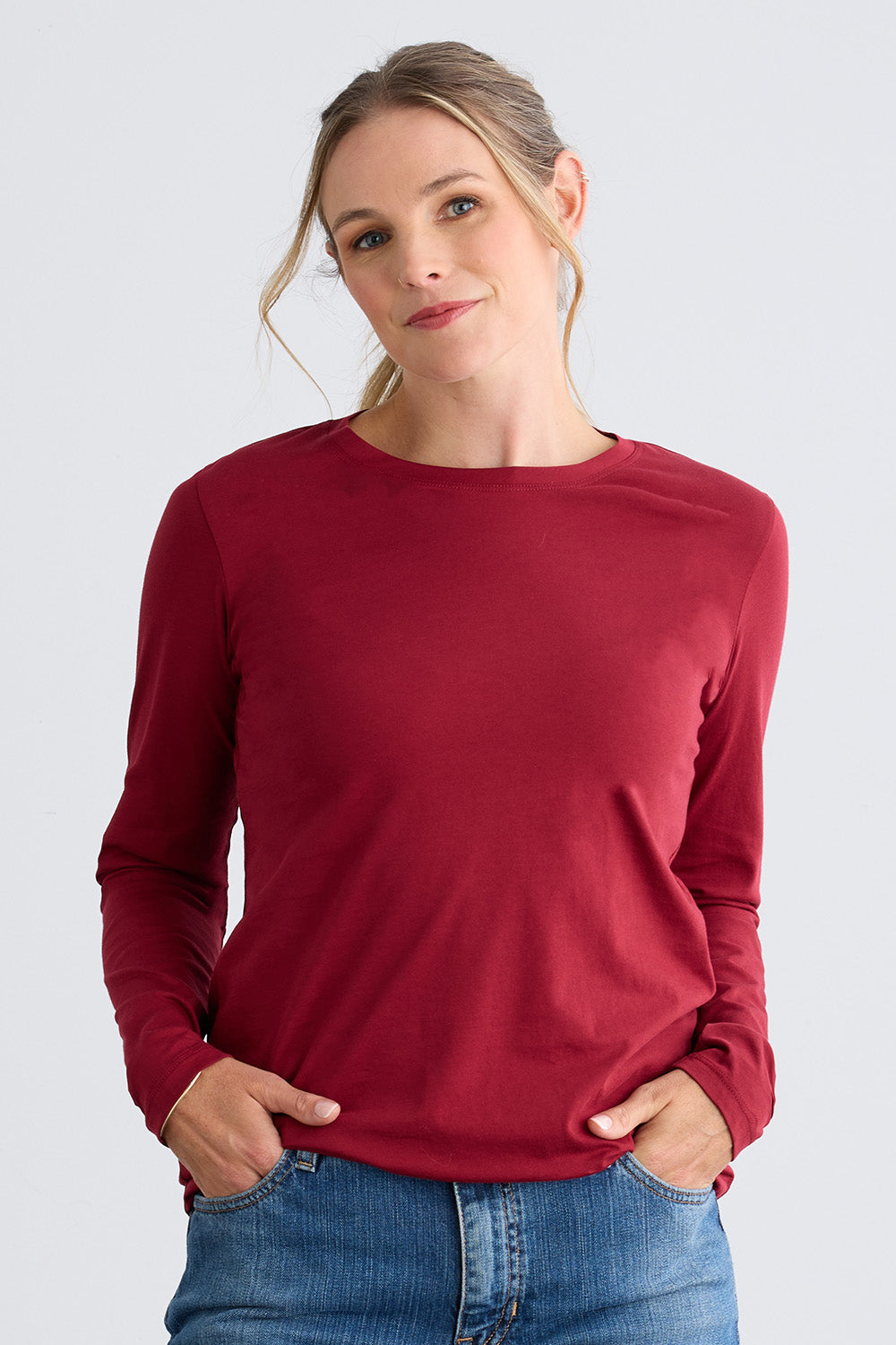 Women's 100% Organic Cotton Relaxed Long Sleeve Crew Neck T-Shirt