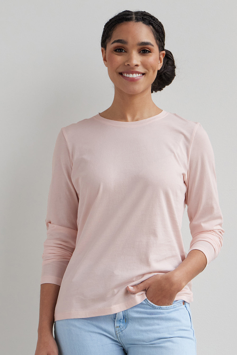 Women's 100% Organic Cotton Relaxed Long Sleeve Crew Neck T-Shirt