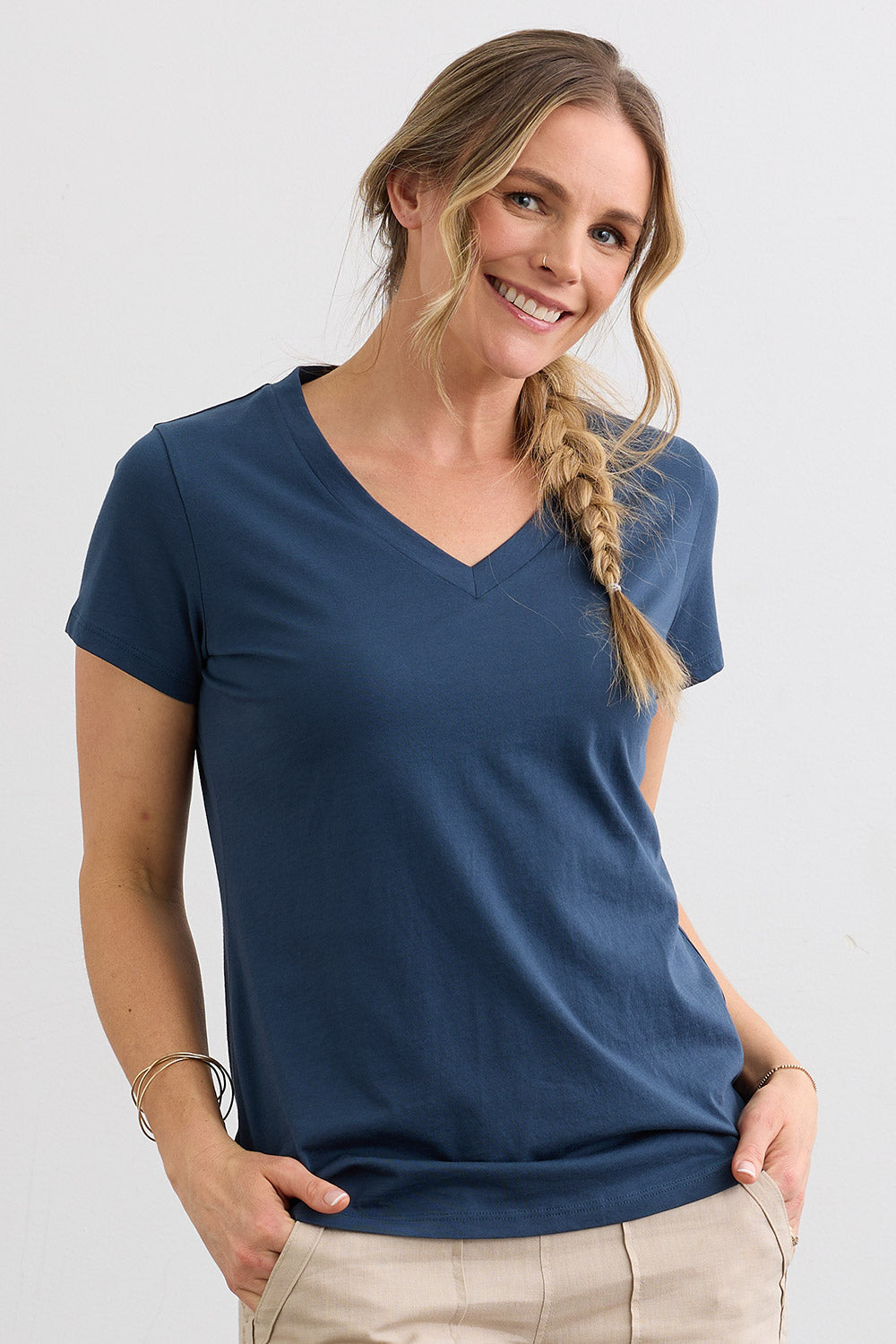 Women's 100% Organic Cotton Relaxed V-neck T-shirt