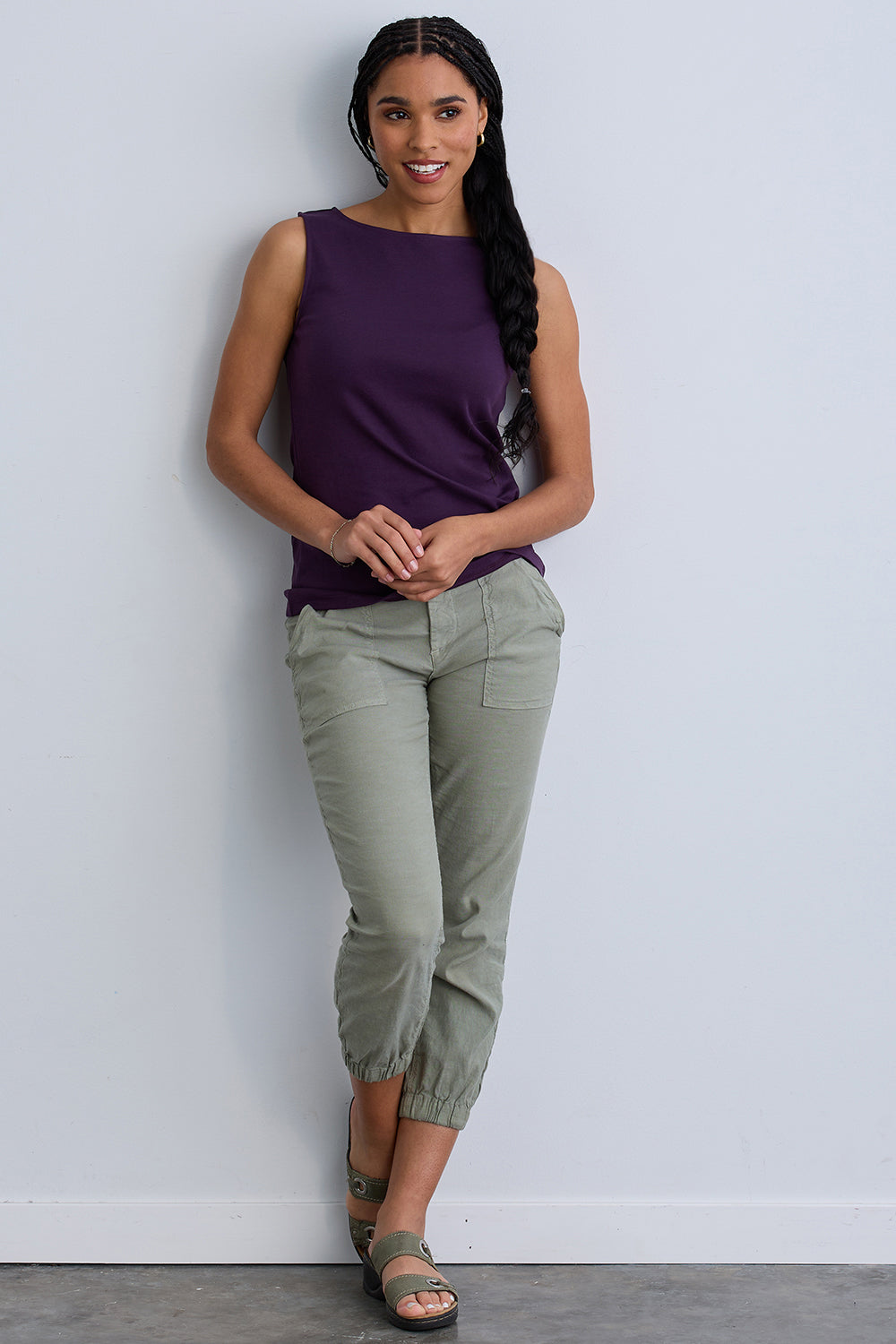 Women's Luxe 100% Organic Cotton Sleeveless Boat Neck Tee