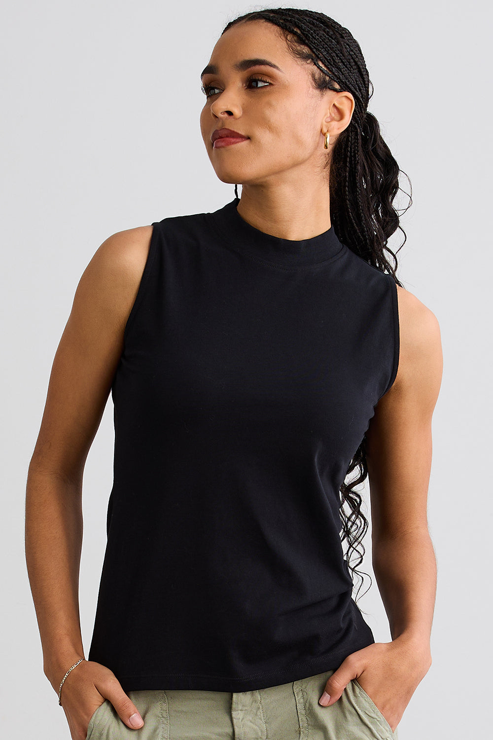 Women's Organic Cotton Sleeveless Mock Neck Top
