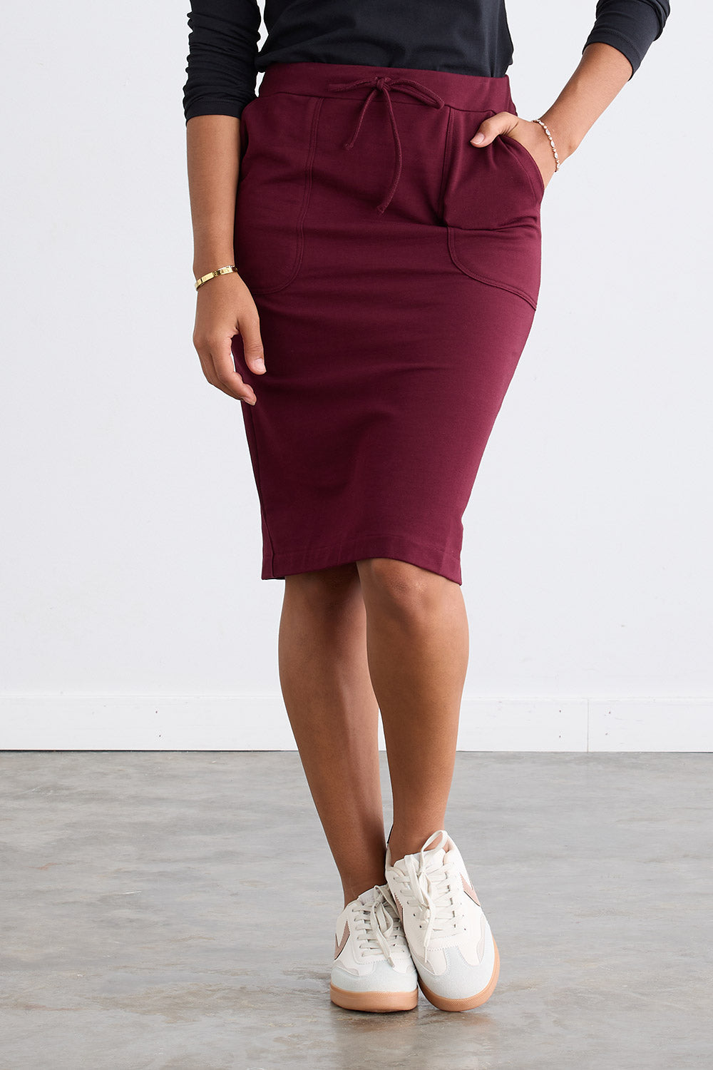 Women's Organic French Terry Midi Skirt with Pockets