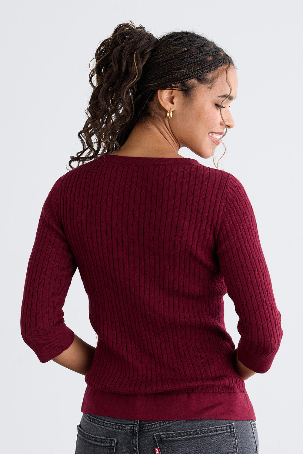 Women's Organic Cotton Cable Knit Boat Neck Sweater