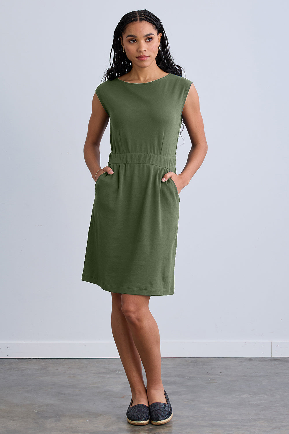 Women's Organic Cotton Cap Sleeve Dress with Pockets