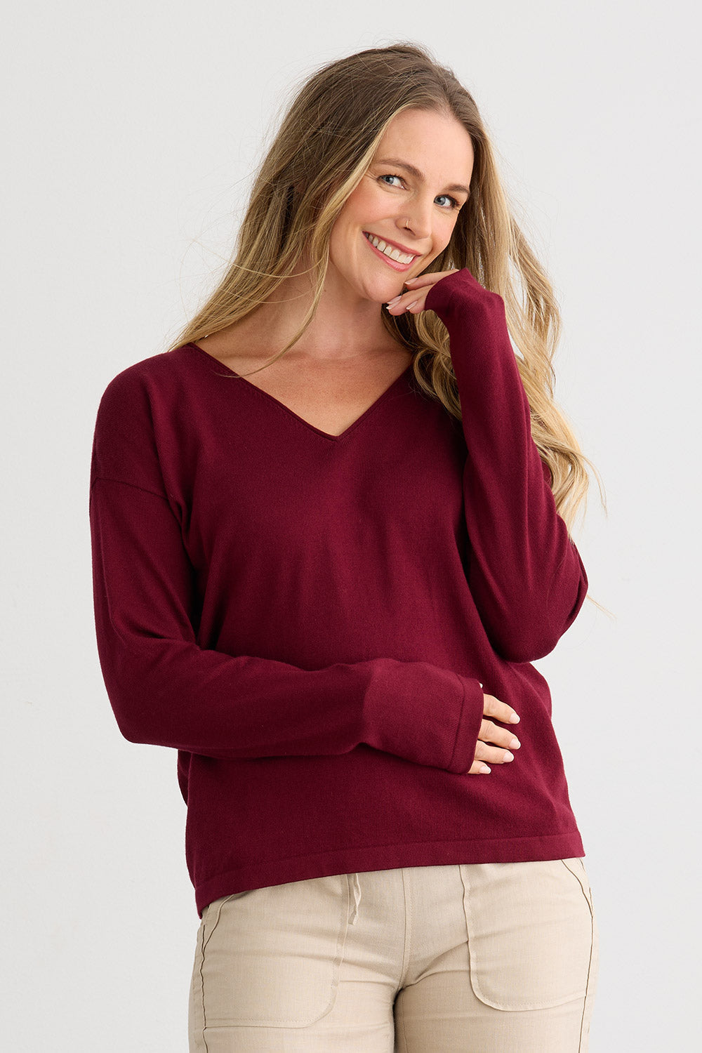 Women's Organic Cotton Relaxed V-Neck Sweater