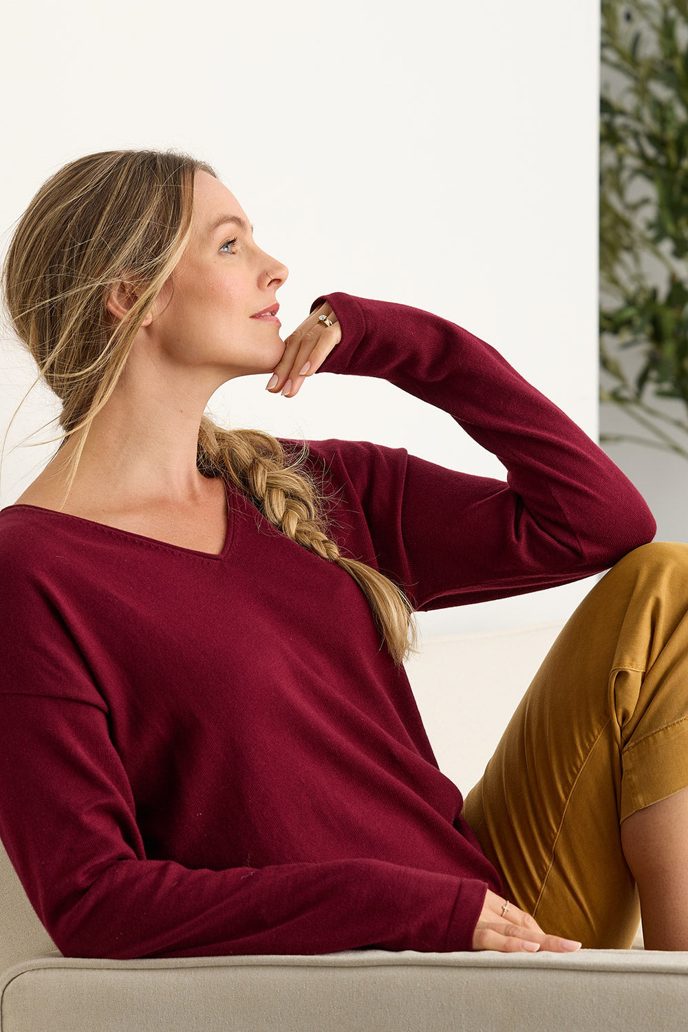 Women's Organic Cotton Relaxed V-Neck Sweater
