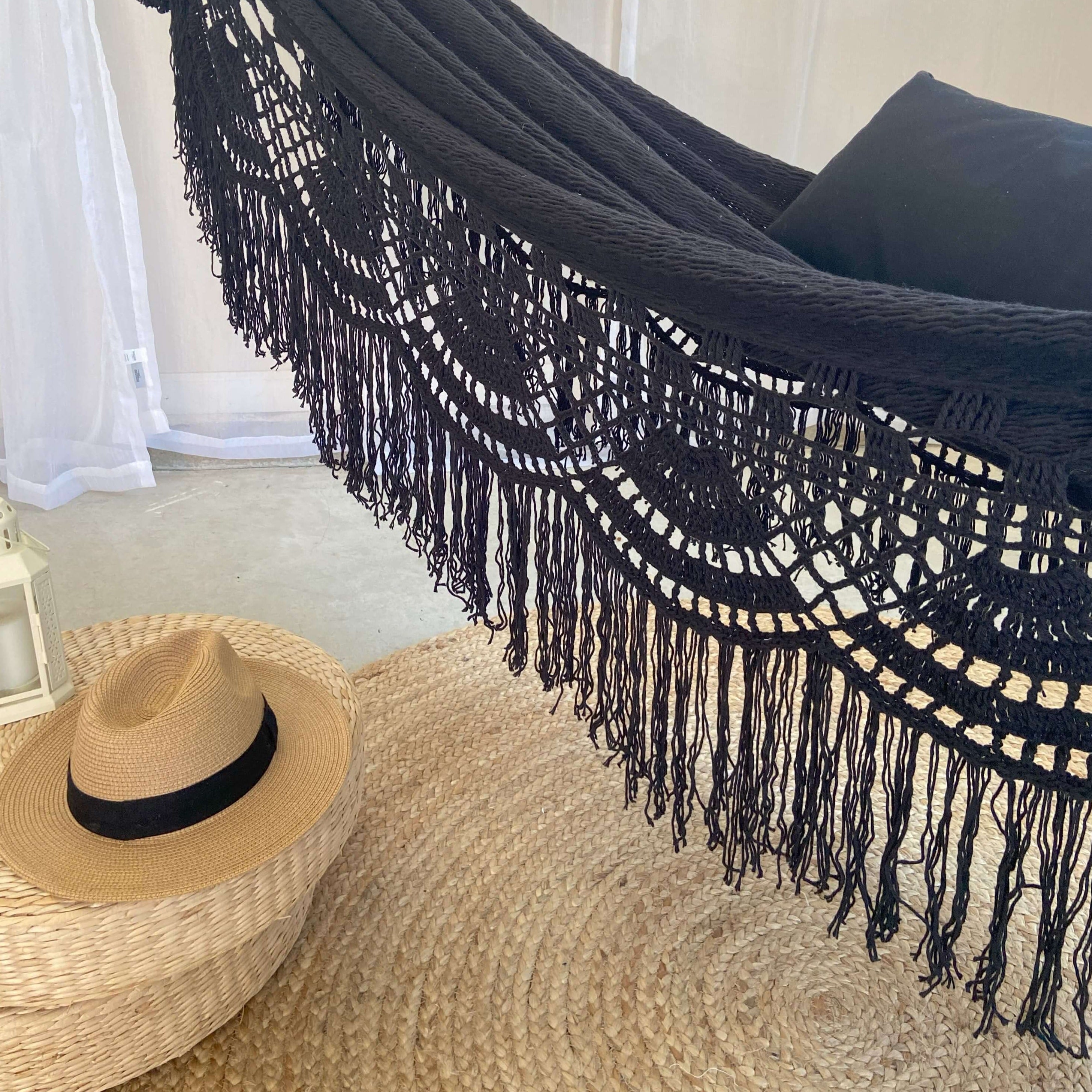 Woven Black Crochet Luxury Hammock | CRISTINA