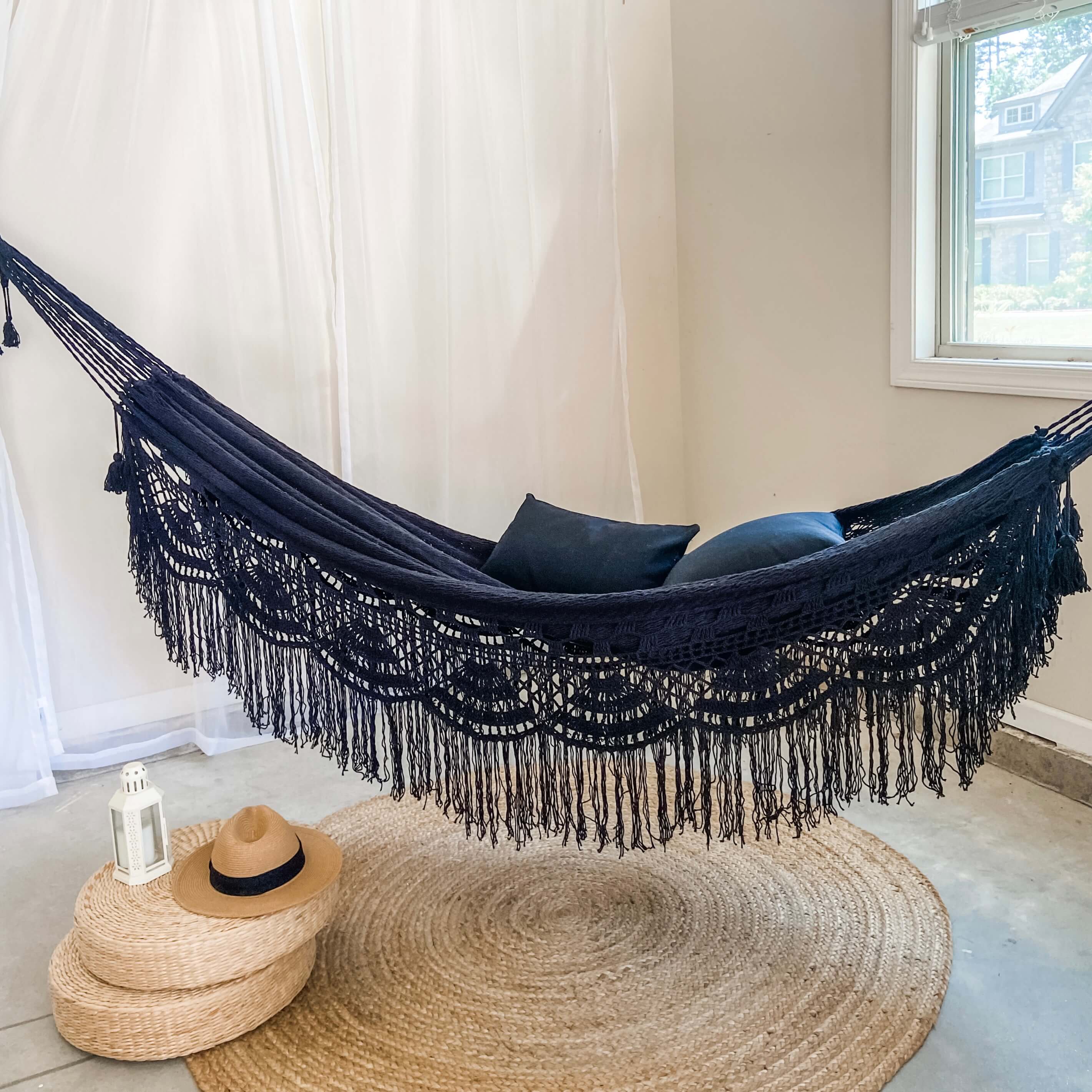 Woven Black Crochet Luxury Hammock | CRISTINA