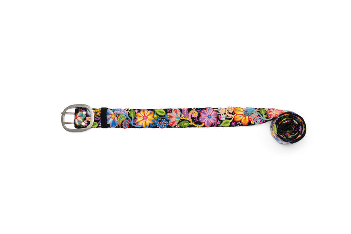 Black Floral Hand Embroidered Belt