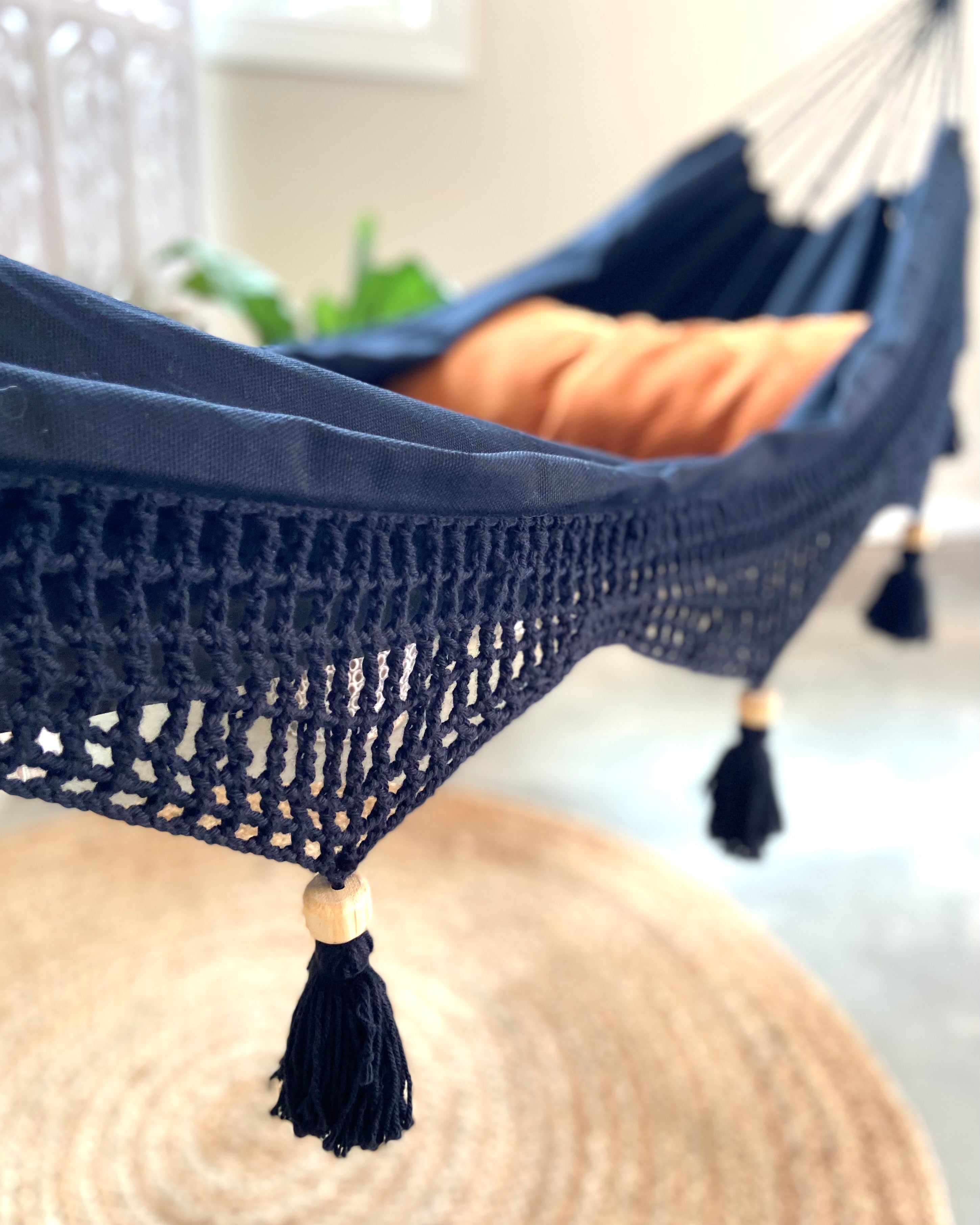 Boho Black Hammock With Crochet Fringe| DANIELLA