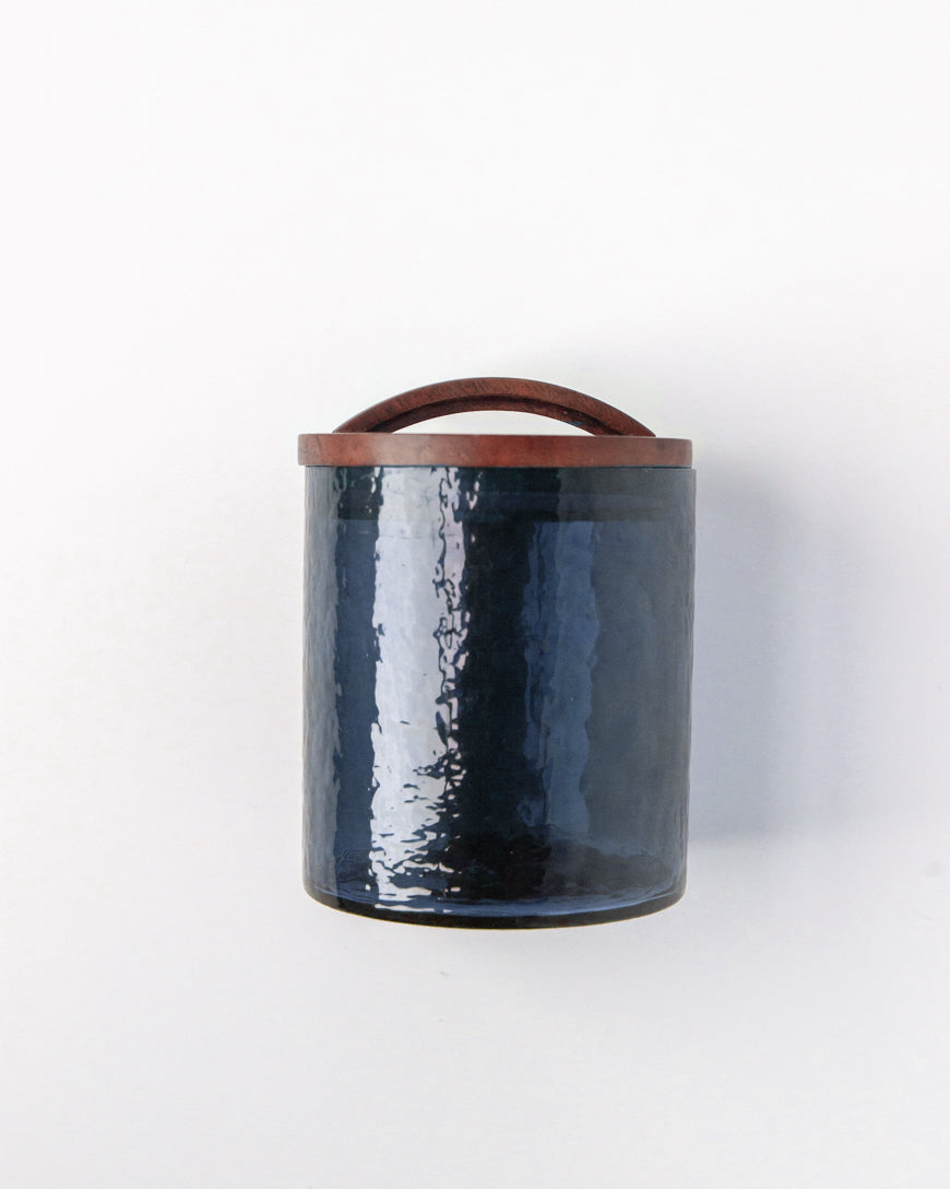 Hammered Glass Canisters with Wood Lid