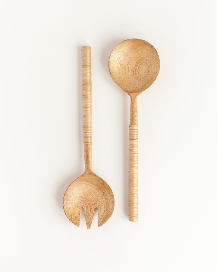 Thin Woven Mango Wood Salad Servers