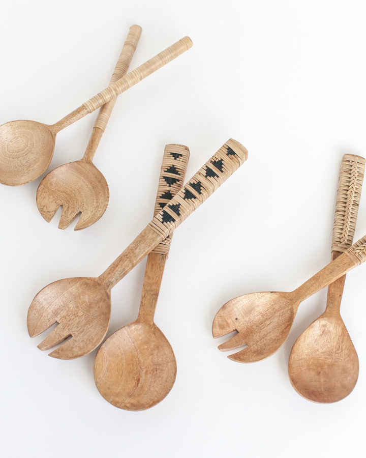 Thin Woven Mango Wood Salad Servers