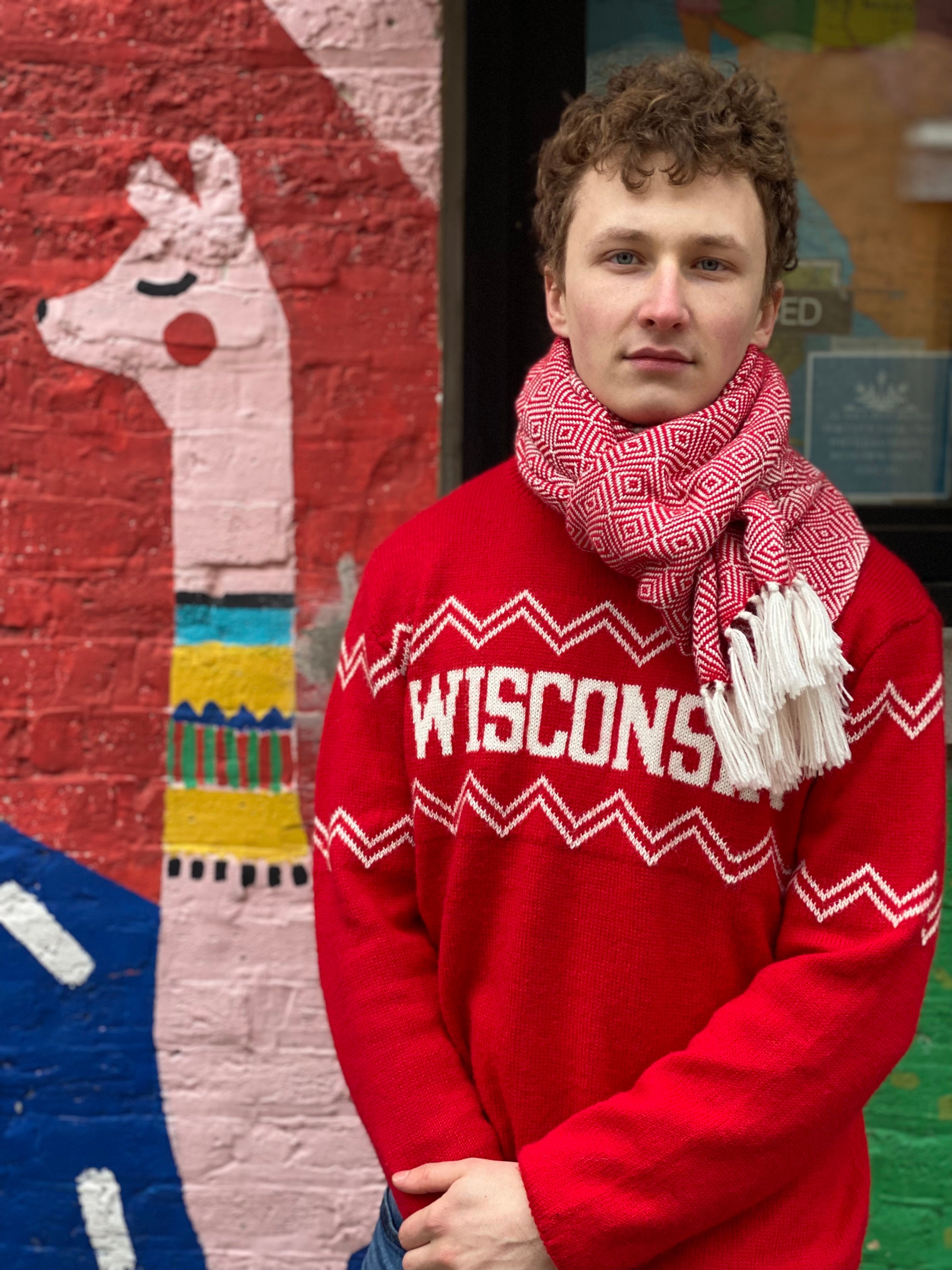 Wisconsin Alpaca Crew Neck Sweater - Red