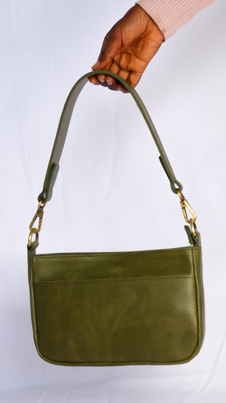 Jessica Leather Purse in Olive