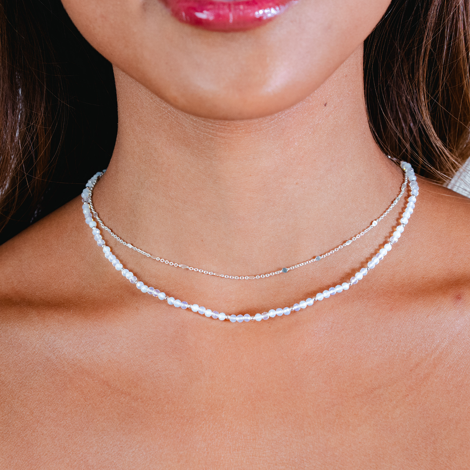 Moon Dancer 3mm Healing + Circles in the Sand Necklace Stack