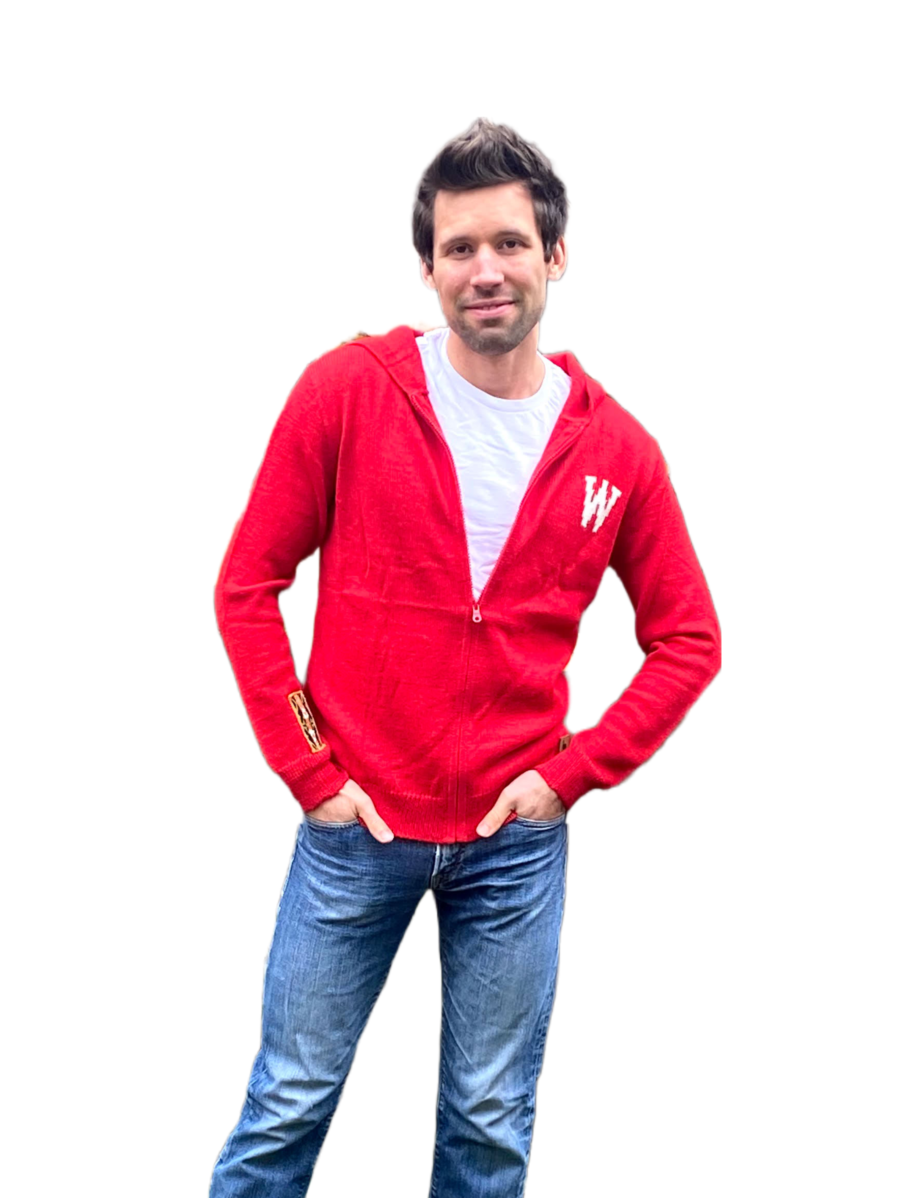 Wisconsin Zip-Up Alpaca Hoodie - Red