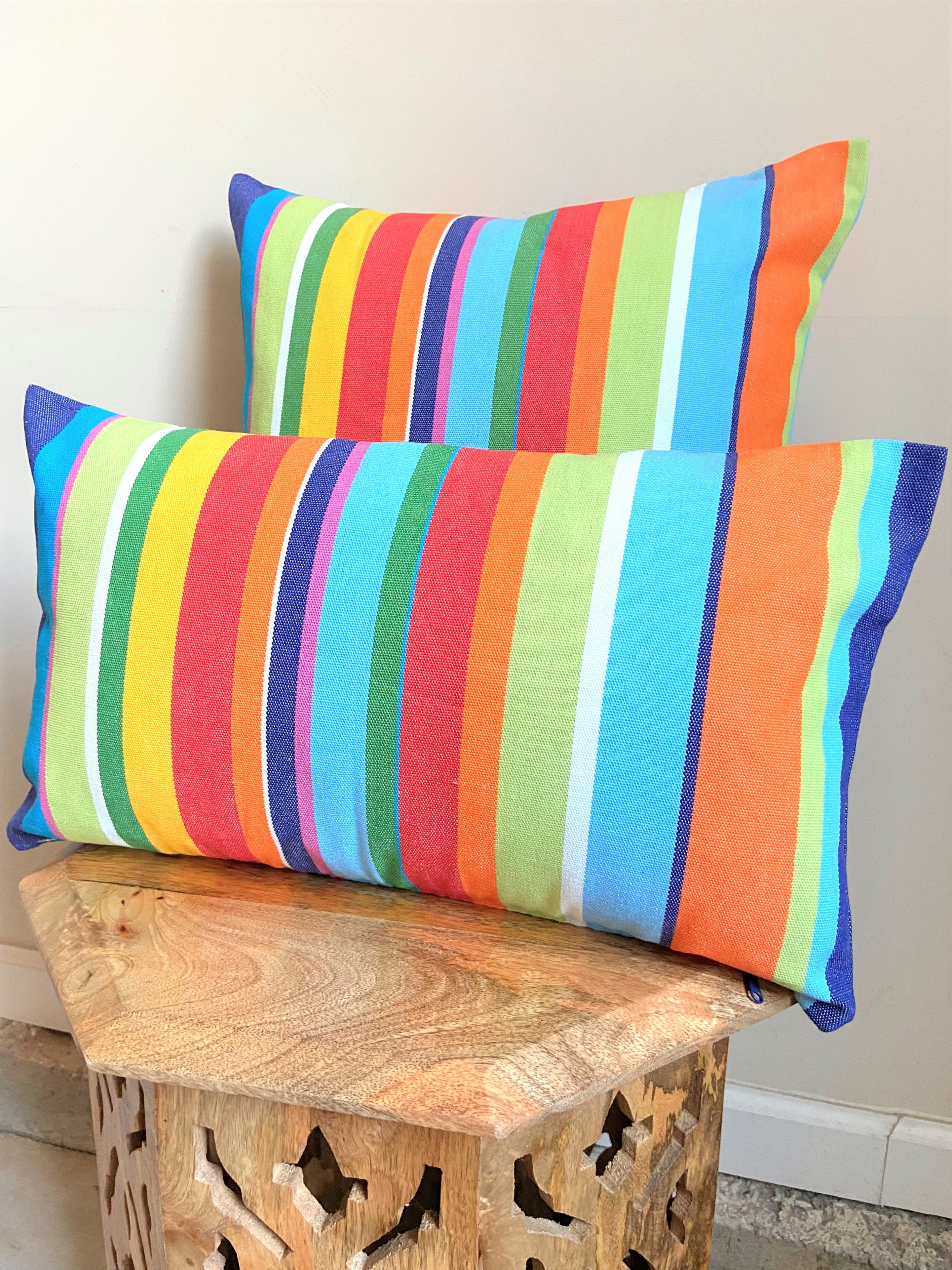 Rainbow Colorful Striped Throw Pillow | RAINBOW