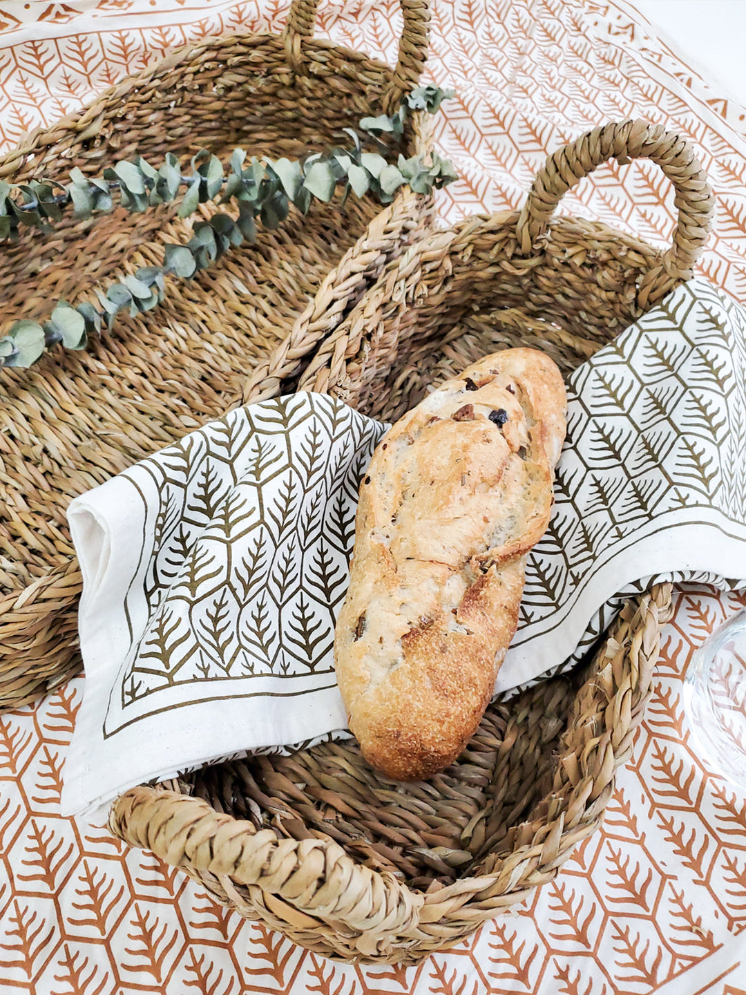 Savar Bread Basket with Natural Handle