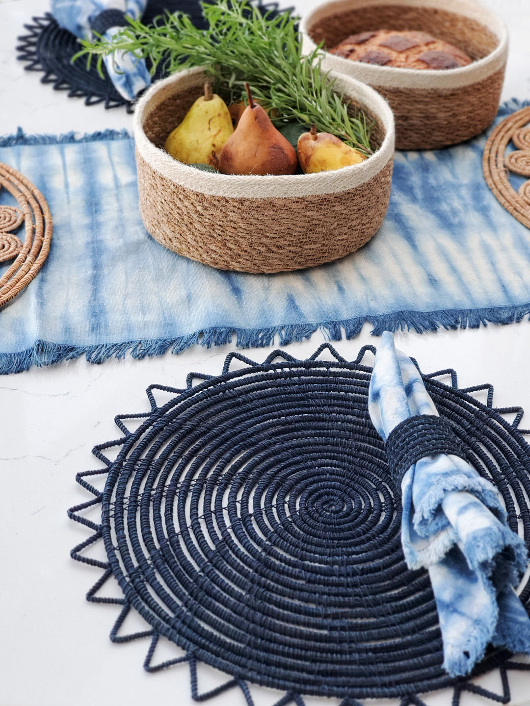 Surya Woven Palm Fiber Placemat - Indigo Blue (Set of 2)