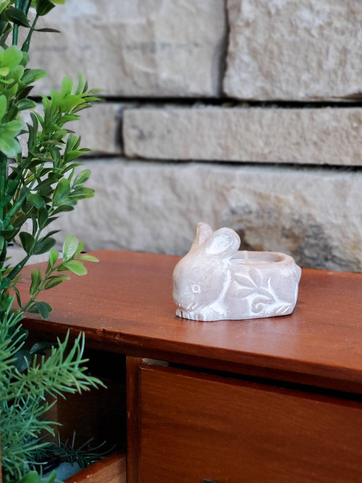 Terracotta Tea Light Candle Holder - Rabbit