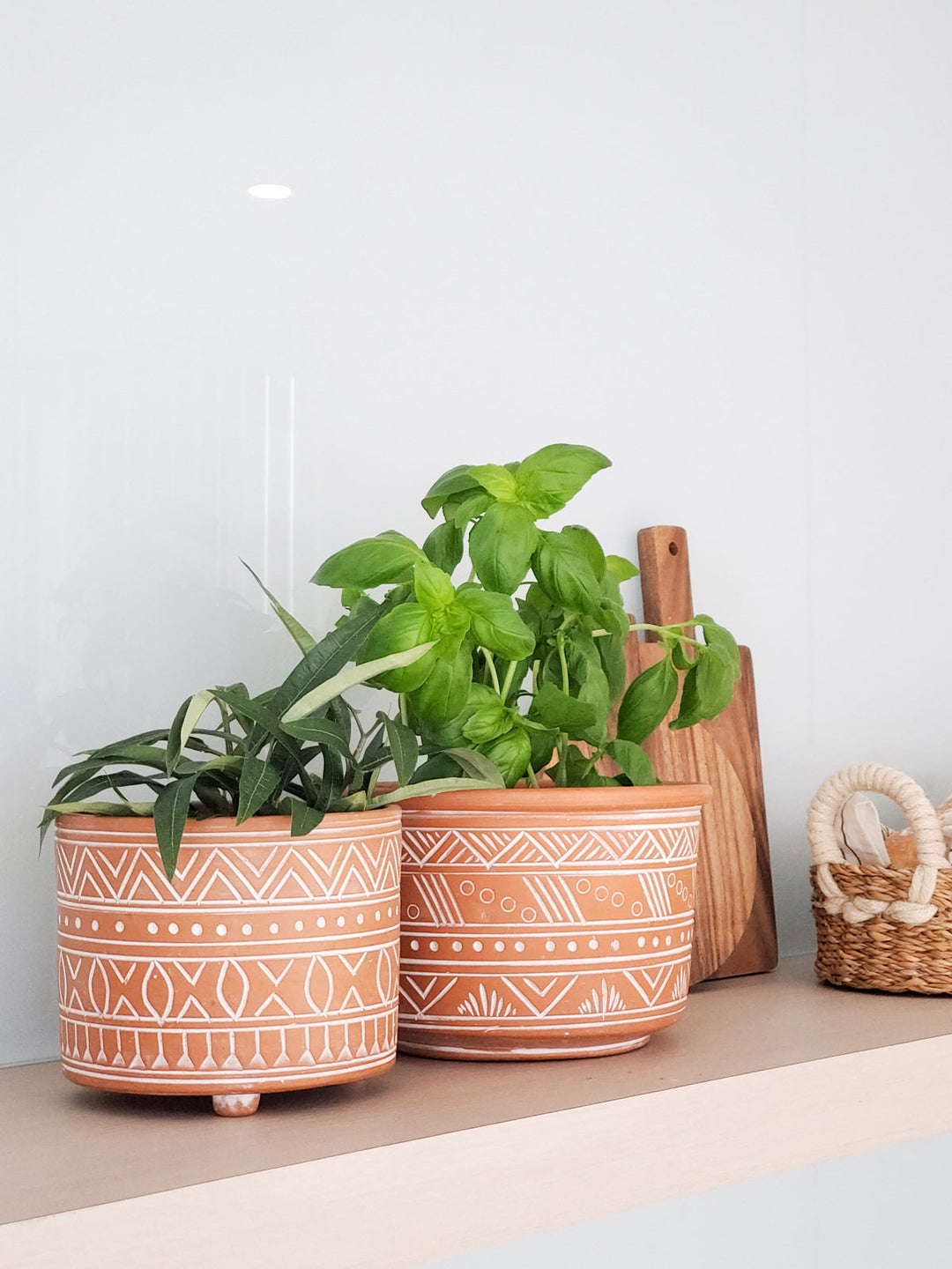 Hand Etched Terracotta Pot - Large