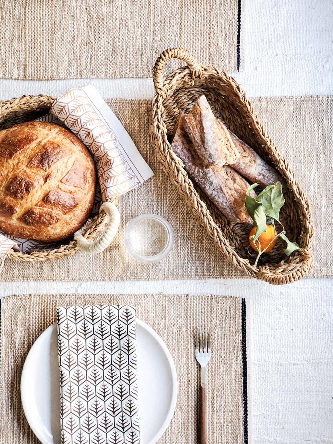 Savar Bread Basket with Natural Handle