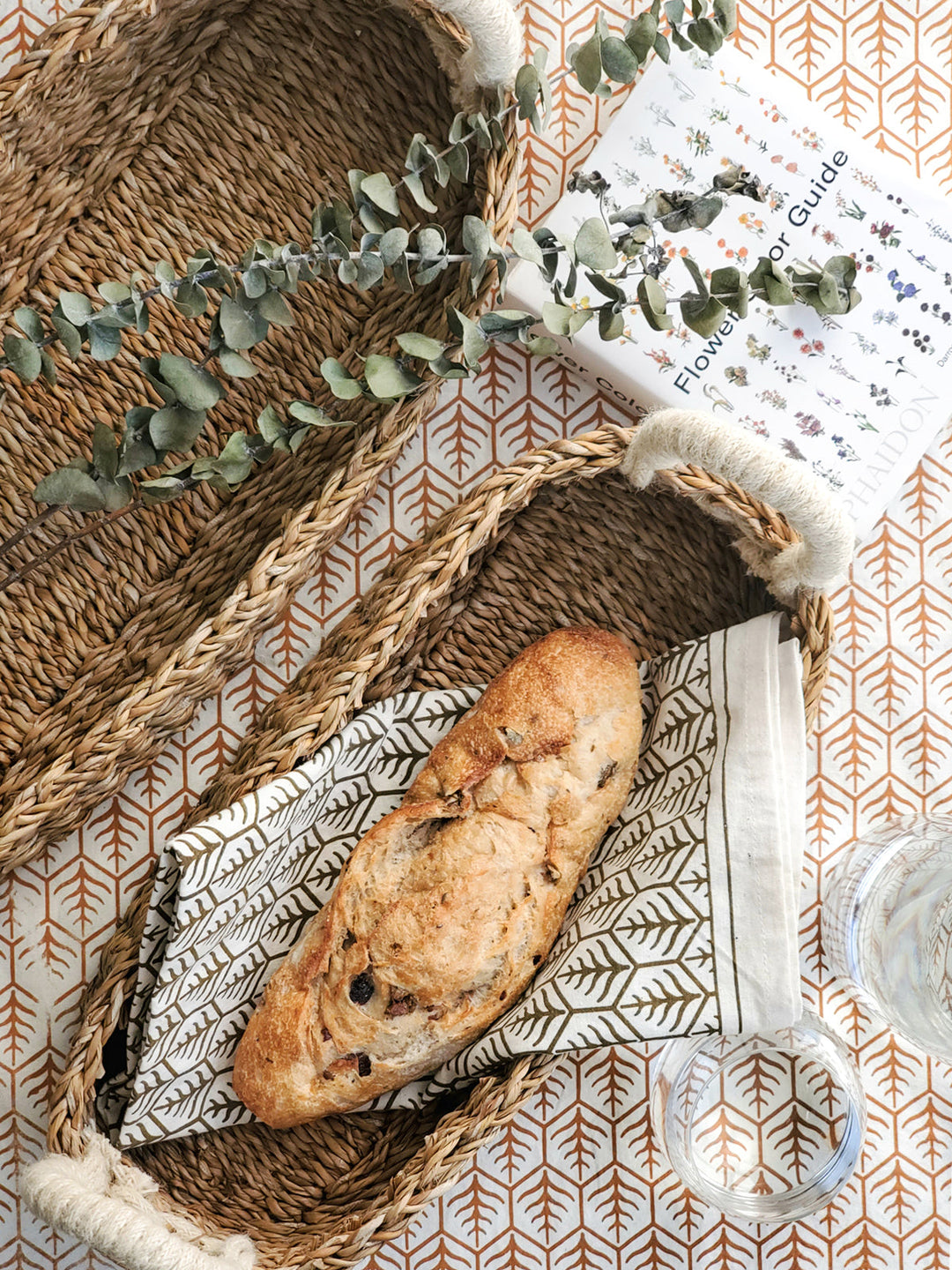 Savar Bread Basket with White Handle