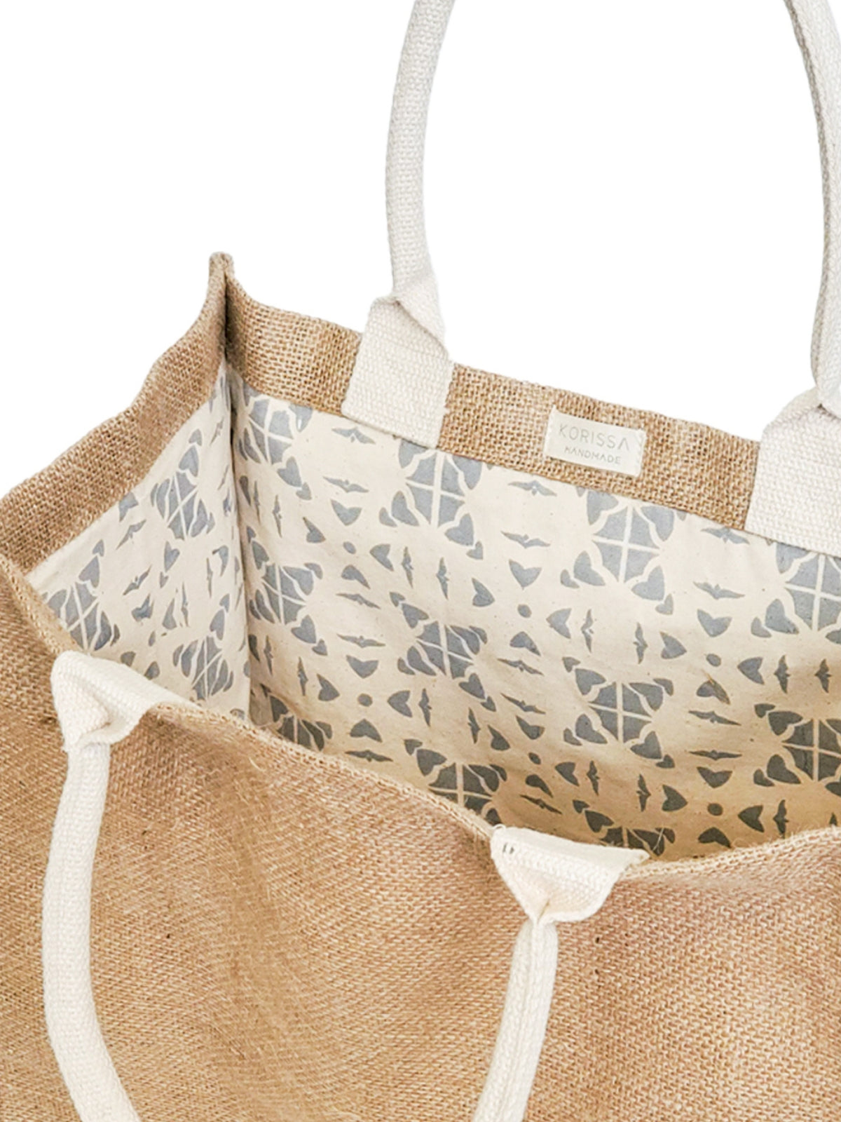 Jute Canvas Market Bag With Pompom