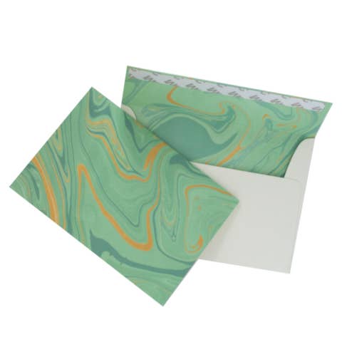 Jade & Gold Marbled Greeting Card