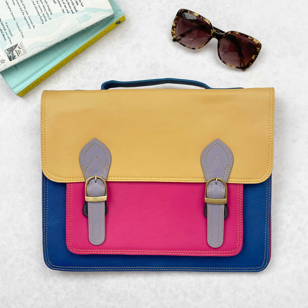 Multicoloured Recycled Leather Satchel